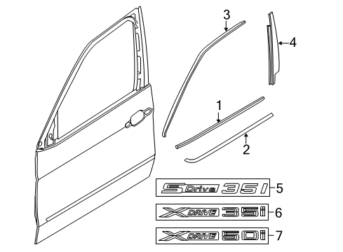 2016 BMW X6 Exterior Trim - Front Door Trim, Window Frame, Top, Door, Front Right Diagram for 51337377888