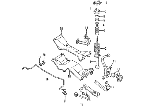 2005 Dodge Stratus Rear Suspension Components, Lower Control Arm, Upper Control Arm, Stabilizer Bar Link-Rear Suspension Assist Diagram for MR325256