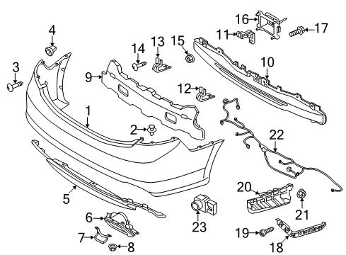 2015 Hyundai Azera Rear Bumper Bracket-Rear Bumper Rail Lower, LH Diagram for 86634-3V600