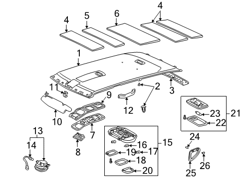 2001 Toyota Land Cruiser Bulbs Map Lamp Assembly Diagram for 81260-60050-B0