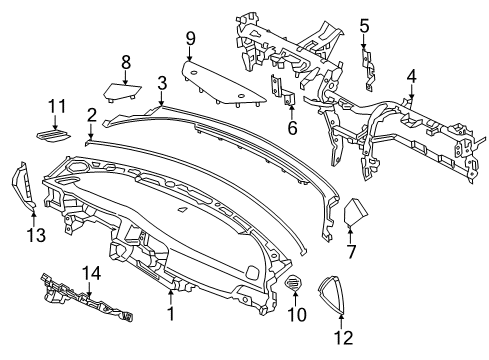 2017 Kia Optima Cluster & Switches, Instrument Panel Bar Assembly-Cowl Cross Diagram for 84410A8000