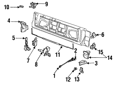 1992 Oldsmobile Custom Cruiser Hardware Striker Asm-End Gate Upper Hinge Diagram for 10172568