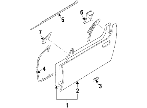 1991 Nissan 300ZX Door & Components, Exterior Trim MOULDING Assembly Front Door Outside LH Diagram for 80821-30P01