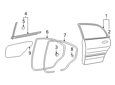 2005 Hyundai Sonata Rear Door Weatherstrip-Rear Door Body Side LH Diagram for 83110-3C010-TI