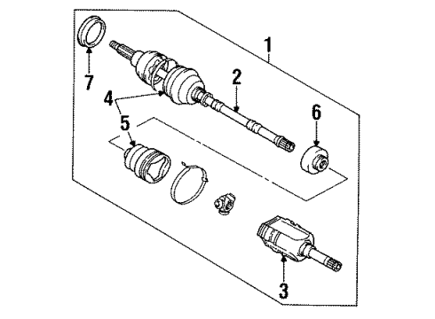 1993 Toyota Paseo Axle Shaft - Front CV Joints Diagram for 43470-19496