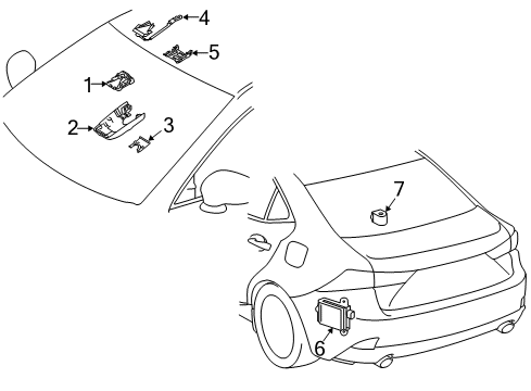 2018 Lexus RC350 Lane Departure Warning Sensor, Blind Spot M Diagram for 88162-24023