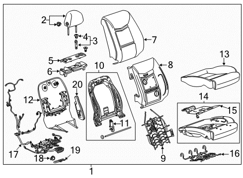 2016 Cadillac XTS Passenger Seat Components Seat Cushion Pad Diagram for 22885518