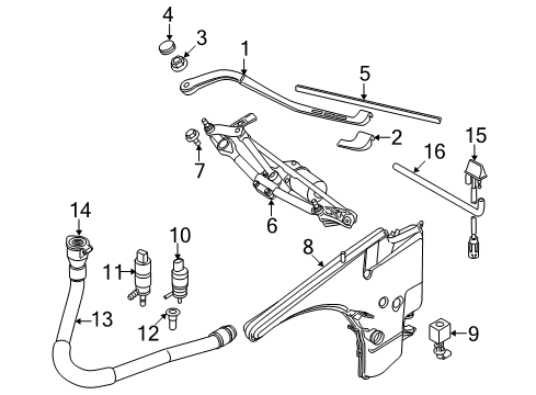 2012 BMW 335i Wiper & Washer Components Washer Fluid Reservoir Diagram for 61667241672