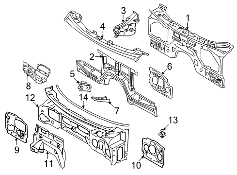 2010 BMW X5 Cowl Sound Insulation, Bulkhead, Right Diagram for 51487158434