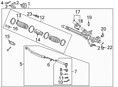 2005 Honda Insight Steering Column & Wheel, Steering Gear & Linkage Stay, Connector Diagram for 53670-S3Y-A01