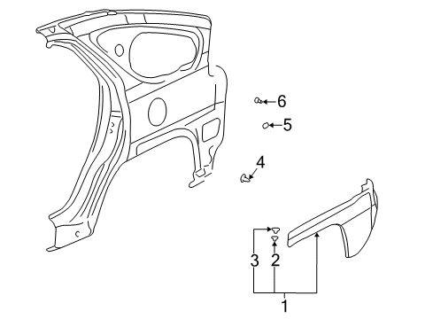 2005 Pontiac Aztek Exterior Trim - Quarter Panel Wheel Opening Molding Diagram for 89046255