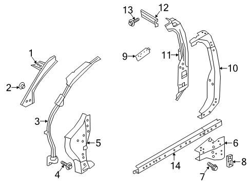 2018 Nissan Titan XD Hinge Pillar, Lock Pillar, Rocker Pillar Assembly-Lock, Inner LH Diagram for G6641-EZ0AA