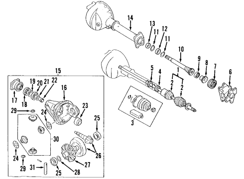 2003 Isuzu Axiom Front Axle Shafts & Joints, Differential, Propeller Shaft Actuator Axle Diagram for 8-97208-683-8