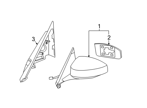 2008 Nissan 350Z Outside Mirrors Glass-Mirror, R Diagram for 96365-CF000