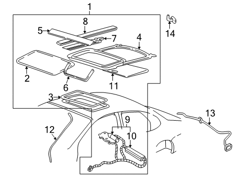 2001 Mercury Sable Sunroof Trim Panel Diagram for YF1Z-54519A02-AAA