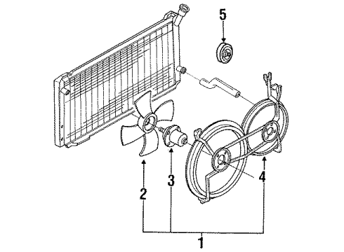 1987 Nissan Pulsar NX Cooling System, Radiator, Water Pump, Cooling Fan, Belts & Pulleys Motor Assembly-Fan And SHROUD Diagram for 21481-54A15