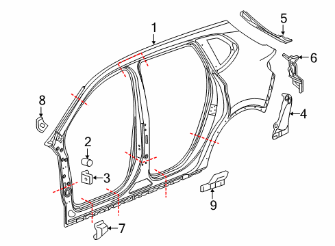 2018 Buick Envision Uniside Extension Panel Diagram for 23109575