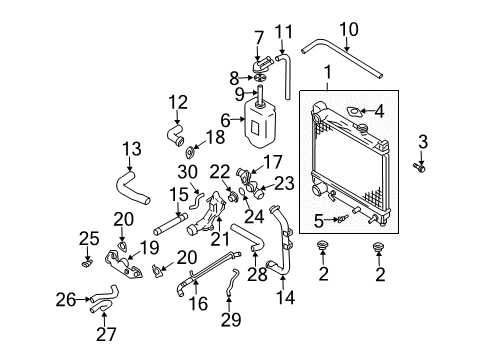 2001 Chevrolet Tracker Radiator & Components Housing, Engine Coolant Thermostat Diagram for 91177453