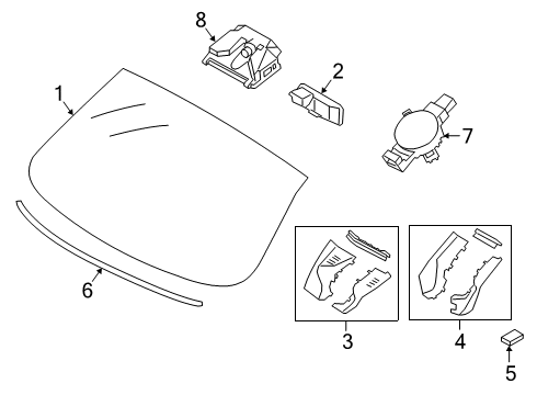 2021 BMW Z4 Lane Departure Warning Spacer, Adhesive Diagram for 07147167864