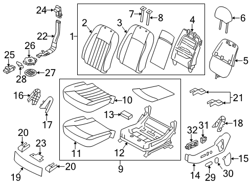 2011 Hyundai Genesis Power Seats Pad Assembly-Front Seat Cushion Driver Diagram for 88150-3M500