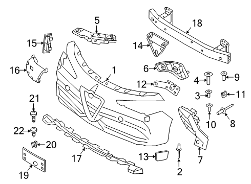 2021 Alfa Romeo Stelvio Bumper & Components - Front Screw Diagram for 68367252AA