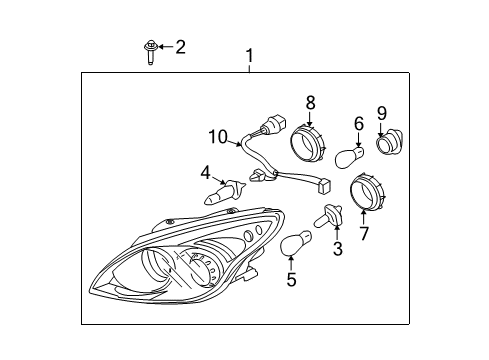 2009 Hyundai Elantra Headlamps Right Passenger Side Halogen Headlamp Diagram for 92102-2L150