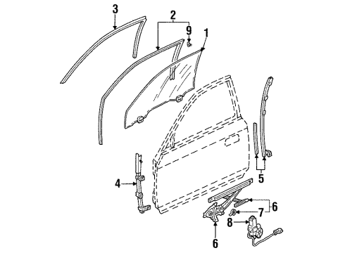 1999 Honda Prelude Door & Components Sub-Seal, R. FR. Door Diagram for 72325-S30-G00