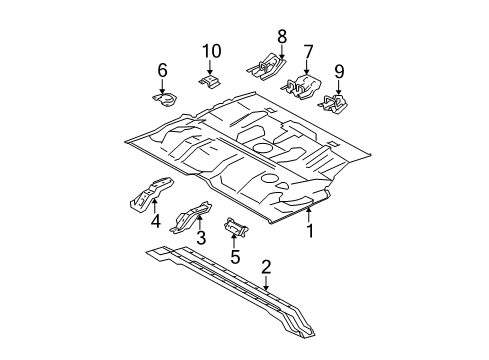 2006 Toyota 4Runner Pillars, Rocker & Floor - Floor & Rails Seat Reinforcement Diagram for 57838-35010