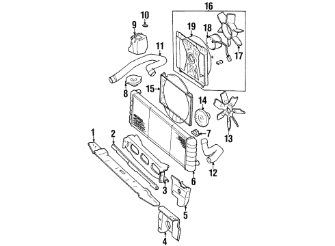 1994 Jeep Cherokee Radiator & Components, Radiator Support, Cooling Fan Engine Cooling Radiator Diagram for 52079682AF