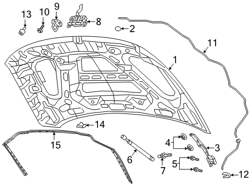 2020 Ram 2500 Hood & Components Hood Latch Diagram for 68361149AB