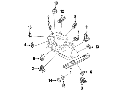 1993 Nissan Maxima Engine & Trans Mounting Engine Mounting Bracket Block, Front Diagram for 11275-96E10