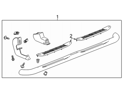 2021 Chevrolet Silverado 2500 HD Running Board Crew Cab 4-Inch Round Assist Steps in Black Diagram for 84208261