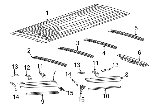 2020 Ram ProMaster 1500 Roof & Components REINFMNT-Roof Rail Diagram for 68167481AA