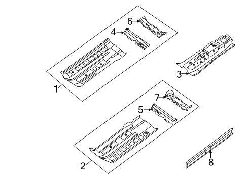 2010 Nissan Altima Pillars, Rocker & Floor - Floor & Rails Floor Front Diagram for 74321-ZX00A