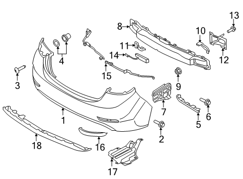 2016 Hyundai Elantra Rear Bumper Cover-Rear Bumper Lower Diagram for 86612-3Y700