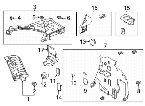 2022 Toyota Highlander Interior Trim - Quarter Panels Pillar Trim Diagram for 62560-0E031-C0