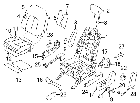 2013 Nissan Quest Power Seats Cover-RECLINING Device, RH Inner Diagram for 87408-1JB6C