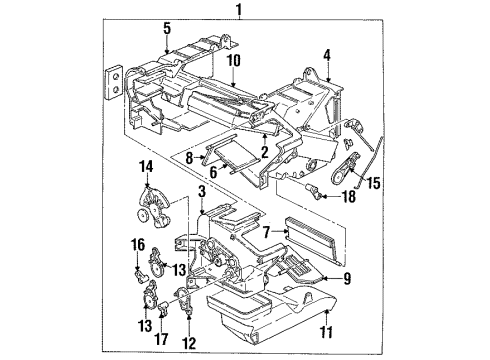 1994 Honda Passport Heater Core & Control Valve Door, Mix Heater Unit Diagram for 8-94387-015-0