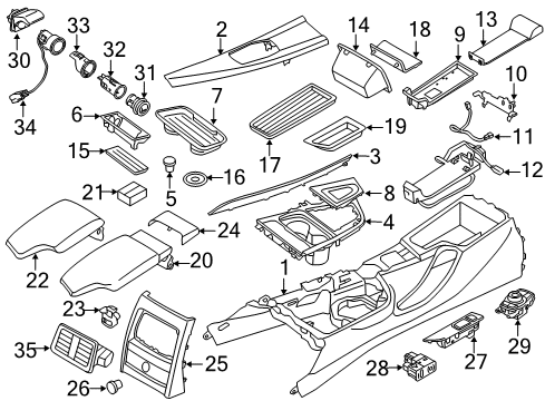 2016 BMW 428i Navigation System Led Module, Armrest Diagram for 63319240235