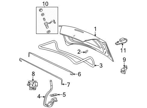 2001 Oldsmobile Alero Trunk Weatherstrip, Rear Compartment Lid Diagram for 22657722