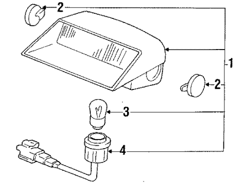 1989 Honda Prelude High Mount Lamps Lamp Assy., High Mount Stop *NH83L* (OFF BLACK) Diagram for 34270-SF1-A02ZA
