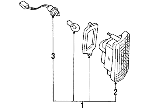 1990 Nissan Pulsar NX Backup Lamps Bulb Socket Assembly, W/Harness Diagram for 26254-80M00