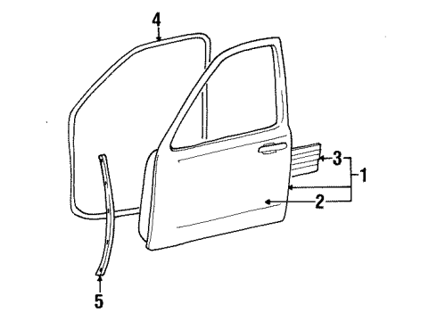 1999 Lincoln Town Car Front Door Weatherstrip Diagram for 1W1Z-5420708-AAC