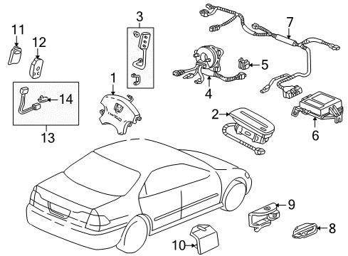 2000 Honda Accord Air Bag Components Module Kit, Passenger Side Side Airbag Diagram for 06783-S84-A81