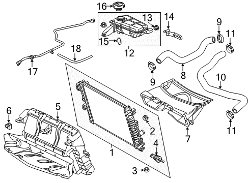 2015 Chevrolet Corvette Radiator & Components Upper Baffle Diagram for 22786849
