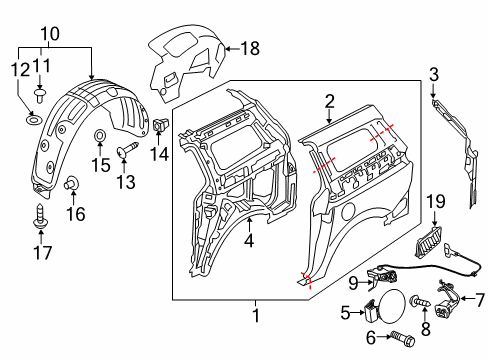 2017 Kia Sedona Side Panel & Components Catch & Cable Assembly-F Diagram for 81590A9100