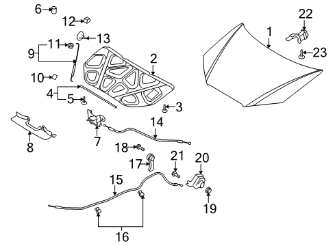 2007 Hyundai Elantra Hood & Components GROMMET-Hood Stay Ro Diagram for 811731G000