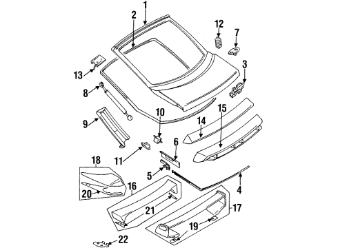 1997 Mitsubishi 3000GT Gate & Hardware STOP/BUMP-LIFTGATE Diagram for MB422899