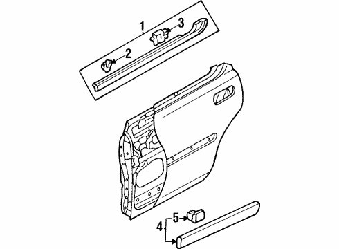 1995 Acura TL Exterior Trim - Rear Door Protector, Right Rear Door (Arbere Taupe Metallic) Diagram for 75303-SW5-921ZJ