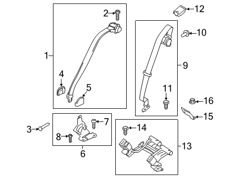 2014 Ford Fusion Seat Belt Outer Belt Assembly Diagram for FG9Z-54611B68-AM